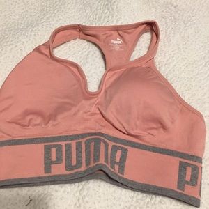 Puma pink and gray sports bra